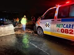 Driver slams into concrete barrier