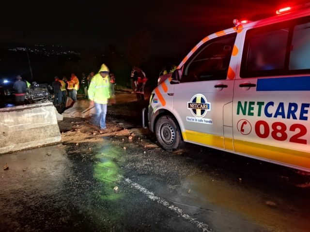 Driver slams into concrete barrier