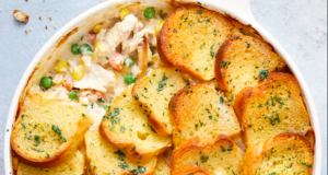 French onion chicken and garlic bread bake