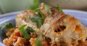 Stuffed Chicken Breasts with Asparagus and Parmesan Rice Recipe