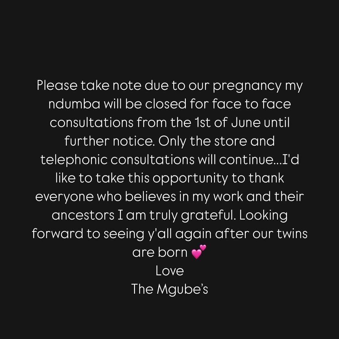 Pregnant Gogo Maweni temporarily closes face-to-face consultations