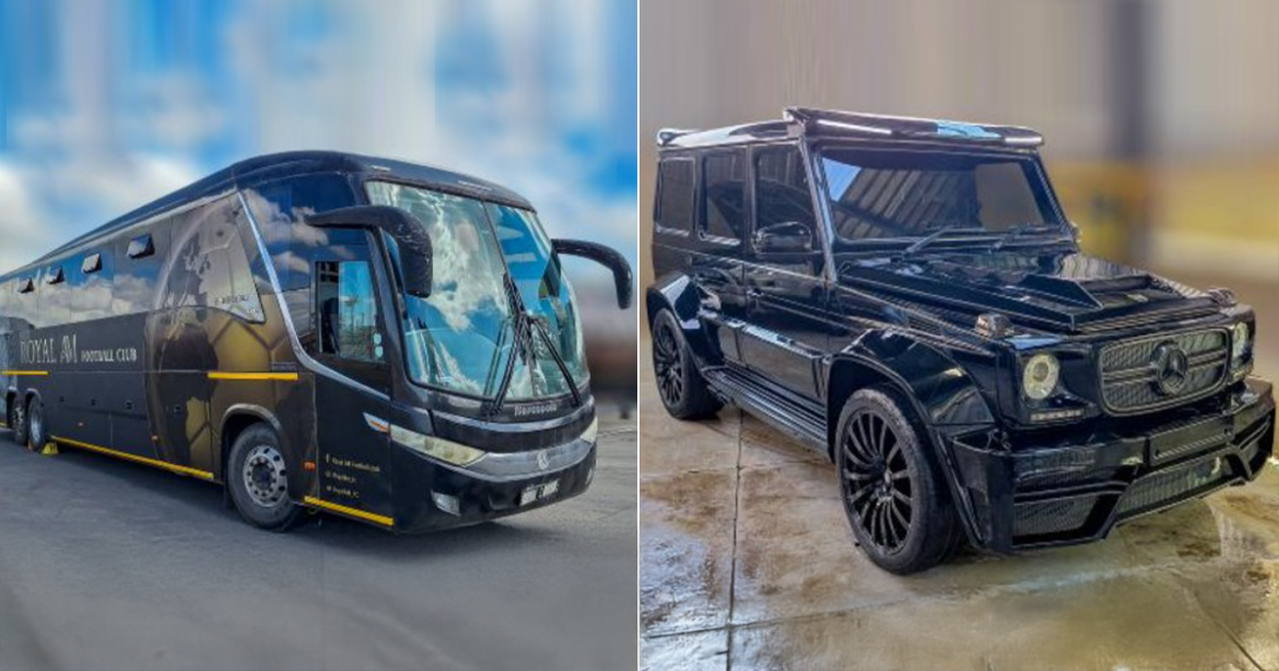 luxury cars and buses