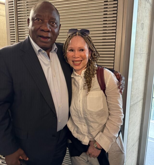 President Ramaphosa bumps into actress Leleti Khumalo, congratulates her on international win