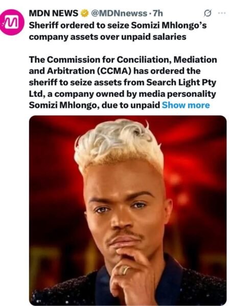 Somizi’s company reportedly in legal trouble over unpaid wages